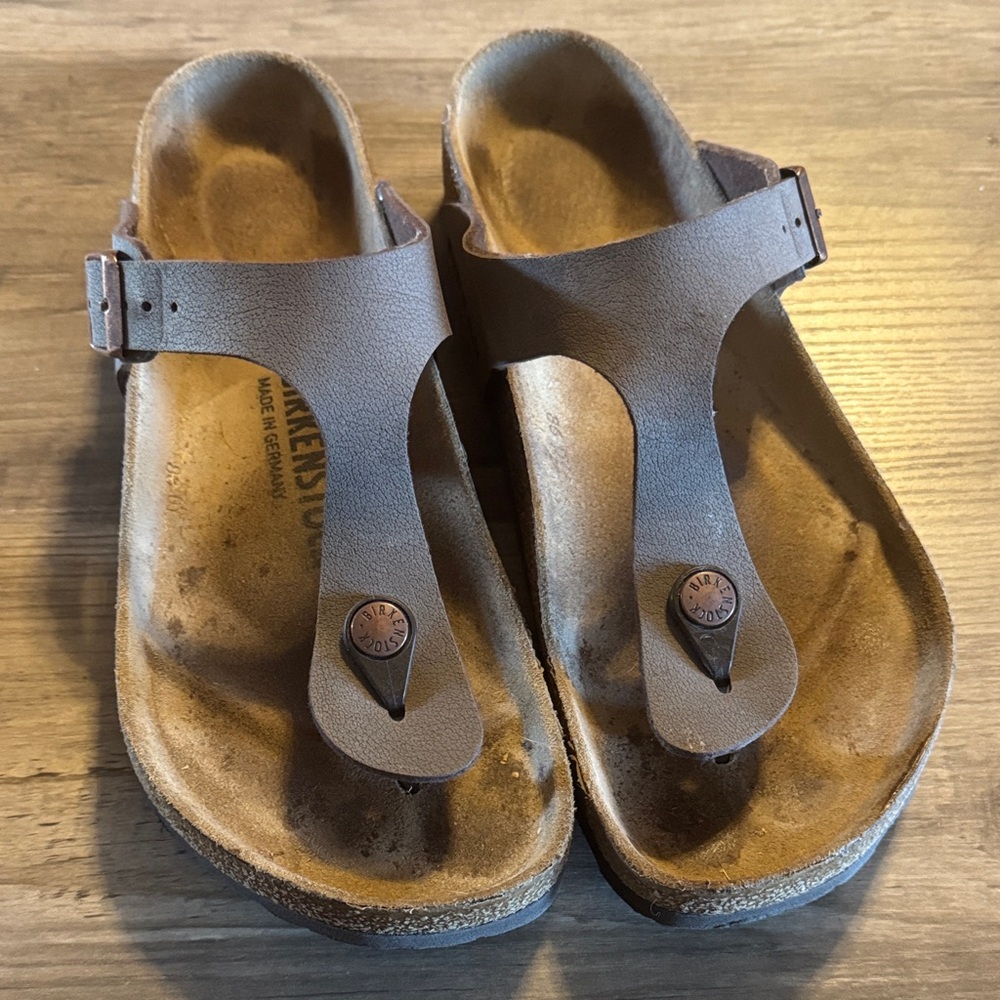 Birkenstock Brown Leather Thong Sandals